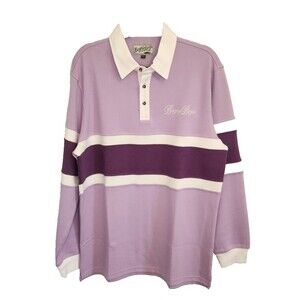 Bogey Boys By Macklemore Mens‎ Purple Color Block Long Sleeve Polo Large NEW